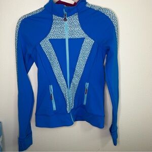 Ivivia Blue and Patterned Girls Zip-Up athletic Jacket